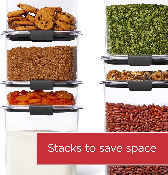 Rubbermaid Brilliance 12-Cup Airtight Food Storage Container,Perfect for Pantry Staples,Clear/Grey,(Pack of 2)