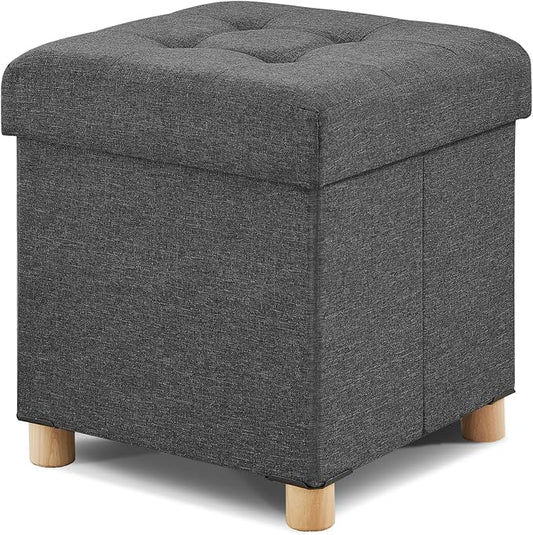 BRIAN & DANY Ottoman with Storage, Square Small Storage Ottoman Foot Rest with Legs, Ottomans Foot Stool for Dorm, Living Room, Entryway 14.8"x14.8"x17.8" (Gray)
