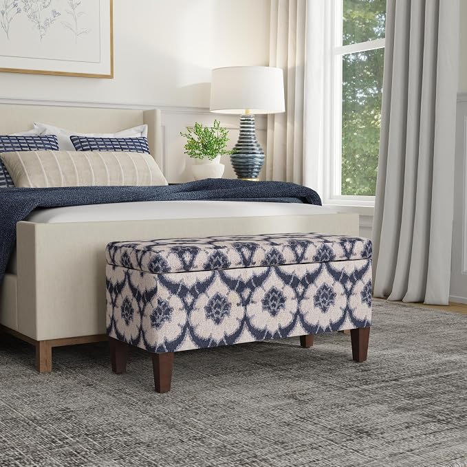 HomePop 36" Decorative Storage Bench - Blue Medallion Print