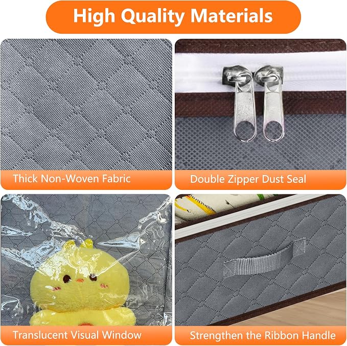90L Under Bed Storage Containers,2-Pack Closet Organizer Storage Bins,Grey | for Organization and Storage Clothes, Shoes, Blankets & Pillows,Visible Transparent Top Storage Bins with Lids