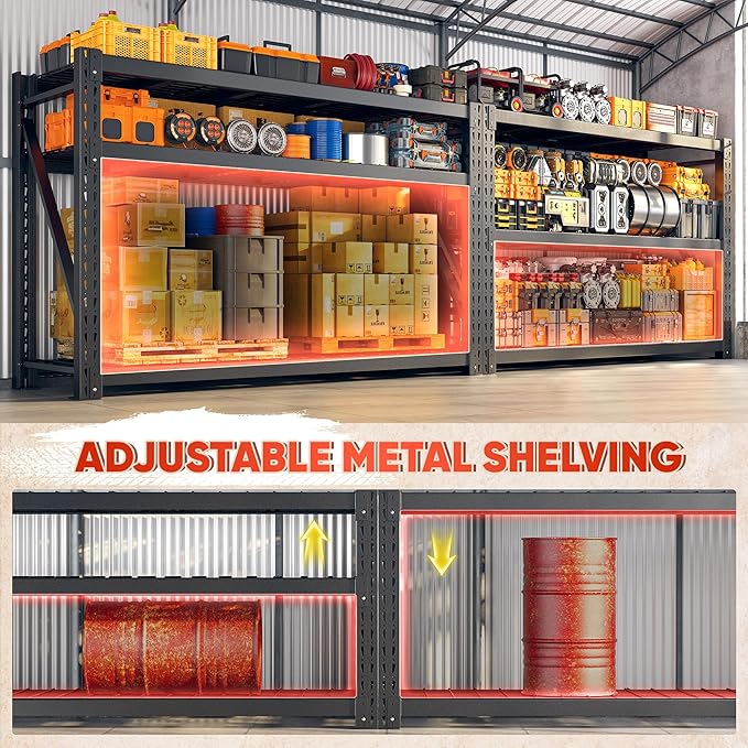 Bepatio 7050LBS Heavy Duty Garage Shelving,68''W Storage Shelves Metal Shelving Unit, 3 Tier Shelf,Adjustable Industrial Shelving for Warehouse Commercial Storage Rack,68''Wx23.7''Dx66''H