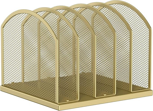 Gawerk 5-Section Vertical Desktop Organizer, 5-Section Mesh File Folder Stand Sorter for Office Home Classroom Organization