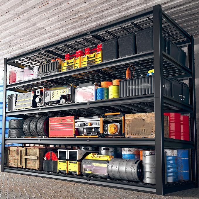 REIBII 60"W Heavy Duty Garage Shelving,3000LBS Storage Shelves For Basement | 5 -Tier Metal Shelving,Adjustable Rack,Reinforced Steal bars,for Industrial Shop Commercial Warehouse,60 W x 24" D x 72" H