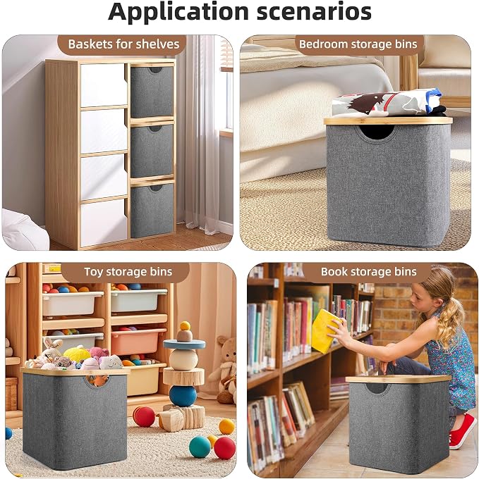 Cube Storage Bin 12 Inch -2 Pack,Collapsible Cube Storage Organizer with Handles,Fabric Storage Bins for Cubes Storages,Square Baskets for Organizing,Storage Bins for Shelve