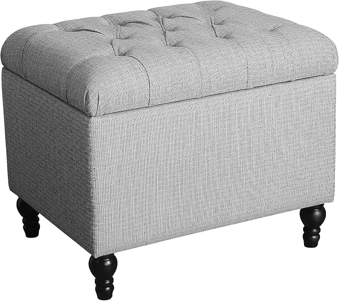Spatial Order 24" Button Tufted Storage Ottoman - Pewter Gray