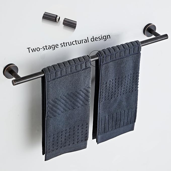 Oil Rubbed Bronze Bathroom Hardware Set 5 Piece with Towel Racks for Bathroom, SUS304 Stainless Steel Bath Towel Bar Set, 24 Inch Wall Mounted Accessories Kit