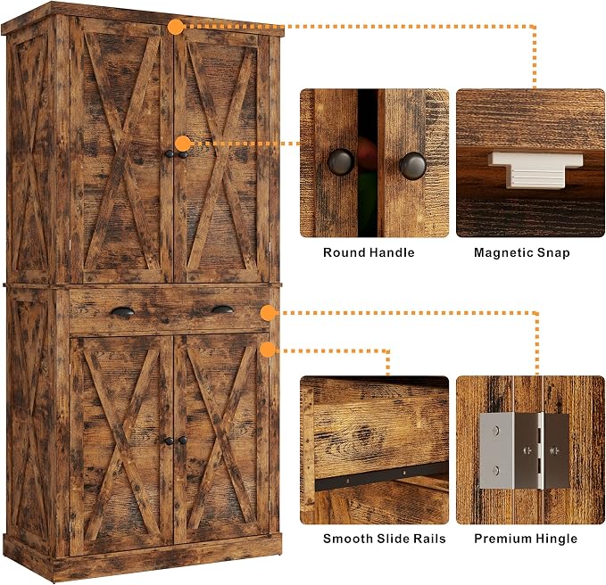 IRONCK Storage Cabinet with Drawers and Doors for Living Room and Entryway | Open Shelves, Adjustable shelves, Organized essentials