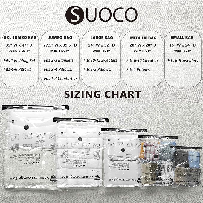 Vacuum Storage Bags, Compression Packing Space Saver Seal Bags for Clothing Bedding Comforters Blankets Pillows, 14 Small