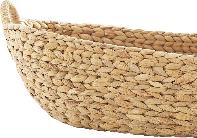 Deco 79 Seagrass Handmade Decorative and Functional Storage Basket Basket Organizer with Metal Handles, Set of 5 Basket for Storage 23", 21", 19", 16", 12"W, Brown