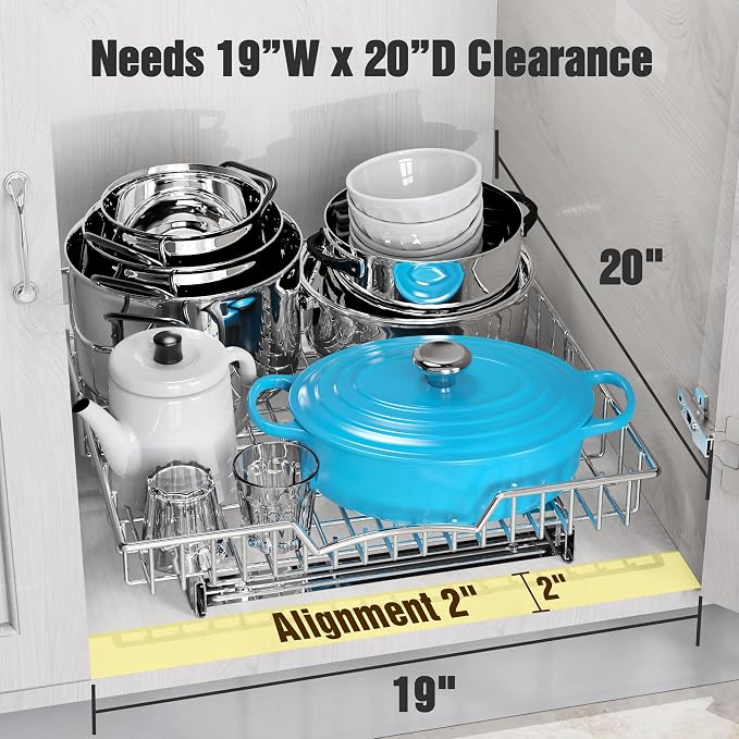 Simple Houseware Under Cabinet Pull Out Sliding Shelf Drawer, 18Dx17W | for Kitchen Organizer