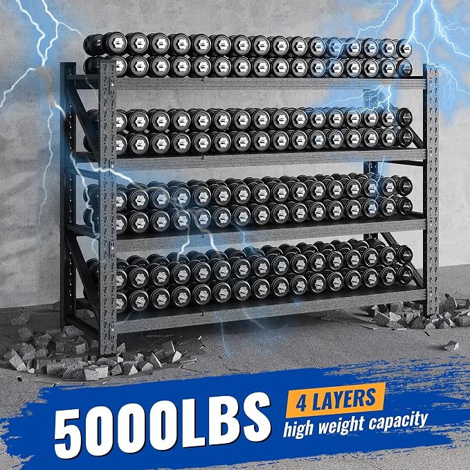 BYNSOE 60" W Storage Shelves 5000lbs Garage Metal Shelving Heavy Duty Garage Shelves Adjustable Storage Shelves for Industrial, Factory, (60" W X 24" D X 70" H)