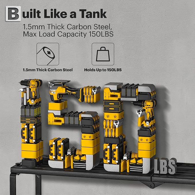 Spampur Power Tool Organizer Wall Mount, 15 Min Assembly, Maximum 150lb load