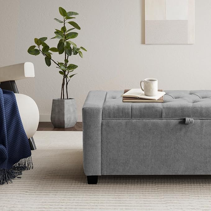 GRAINELL 42.13” Storage Ottoman Bench, Upholstered Tufted Bedroom Bench | End of Bed Storage Bench for Living Room & Entryway, 350 lb Capacity