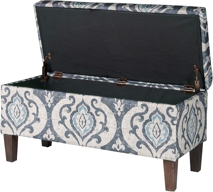 HomePop 36" Storage Ottoman Bench with Hinged Lid - Slate Damask
