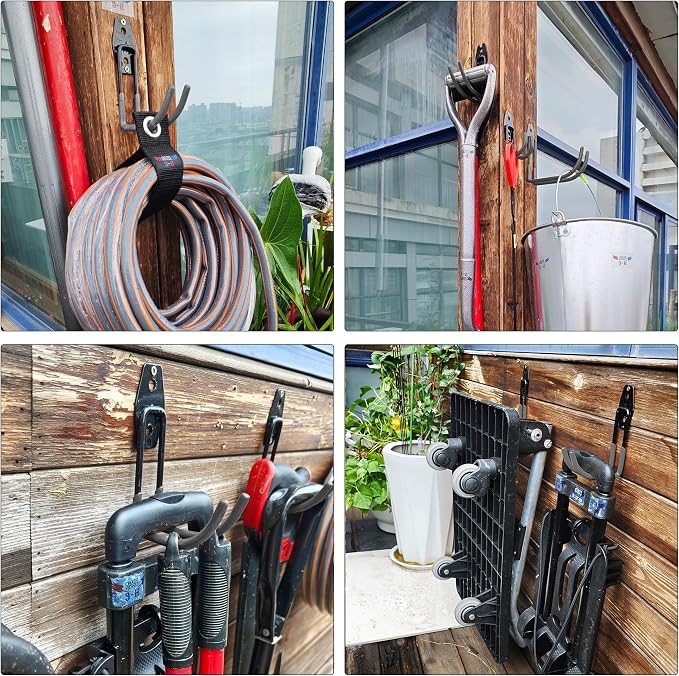 3-H Heavy Duty Garage Hooks, 20 Pack Wall Storage Organizer,Gray | Multi-Purpose Garage Hooks to Organize Garden Lawn Tools, Sports Gear, Ladders, Power Tools & Outdoor Hoses