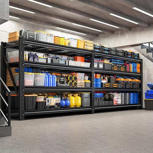 Romorgniz 5020LBS Heavy Duty Garage Shelving, 68.2" W Storage Shelves with Wire Deck, Rust/Water Resistant, 4 Tier Adjustable Industrial Shelving for Warehouse Basement, 23.5" D Deep x 72" H, 2PC