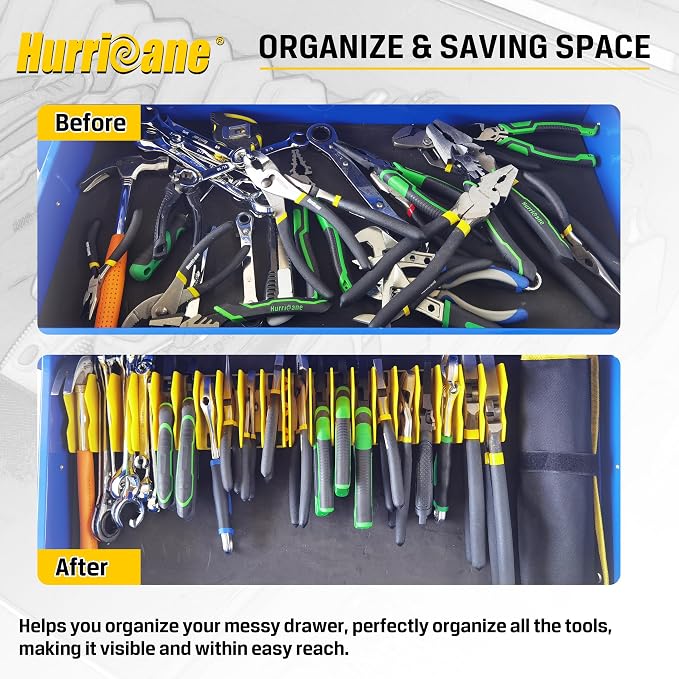 HURRICANE Pliers Organizer Rack with Non-Slip Rubber Base, Extendable Design, Blue and Green, 2 Pack