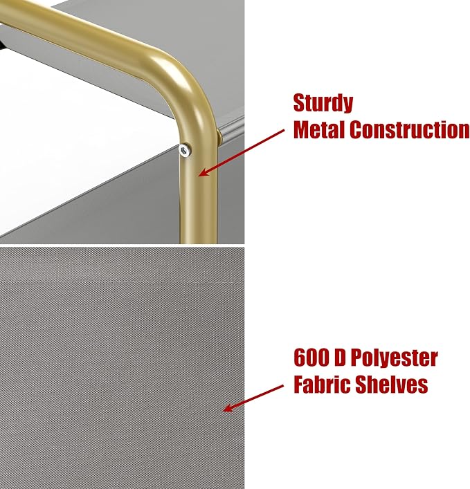 Simple Houseware Coat Rack with Shelf, Hall Tree with Hooks, Champagne Gold | For Entryway, Bedroom, Office, Champagne Gold Metal Clothes Hanger Stand for Coats, Hats, Jackets, Bags