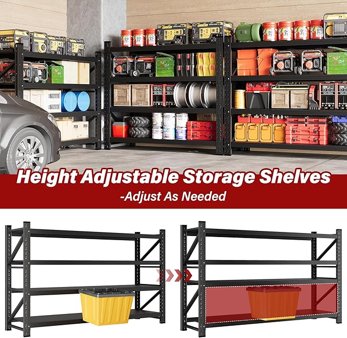 5000LBS Heavy Duty Garage Shelving Units,60" Wide & Deep Storage Shelves,Metal Garage Shelves,Large Storage Rack,Steel Shelf,Industrial Shelving for Shop,Warehouse,Basement,60" W x 24" D x 70" H