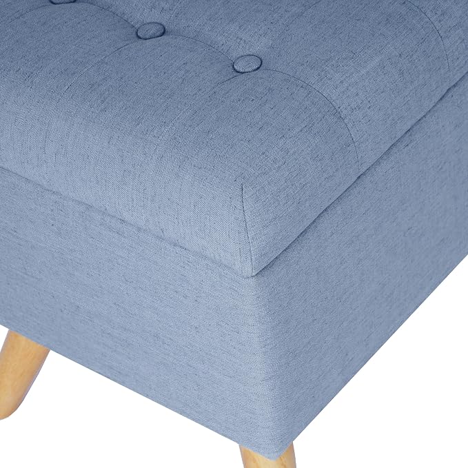 HomePop 48" Modern Tufted Storage Bench - Dusty Blue Woven