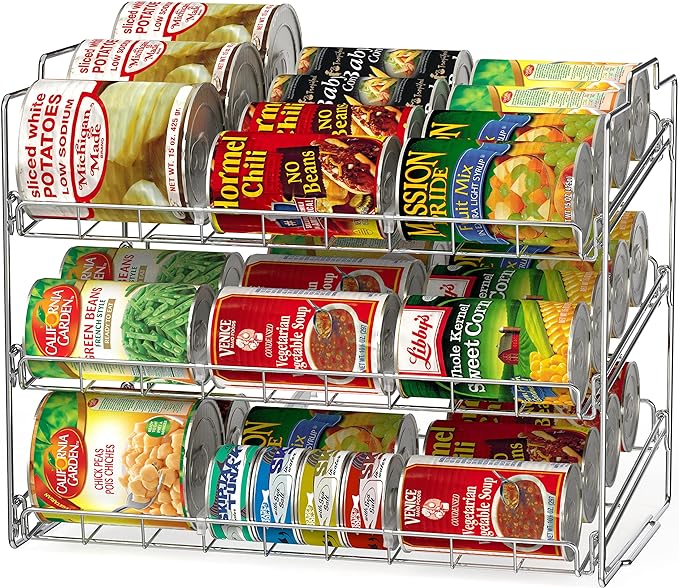 Deco Brothers Stackable Can Rack Organizer Holds Up to 36 Cans, Chrome | for Kitchen and Pantry