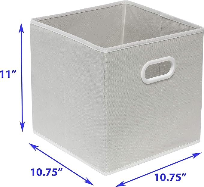 Simple Houseware 11-Inch Foldable Cube Storage Bins with Handles, Gray | 6-Pack Lightweight & Durable Structure Fabric Cubes Organizer for Closet or Shelves