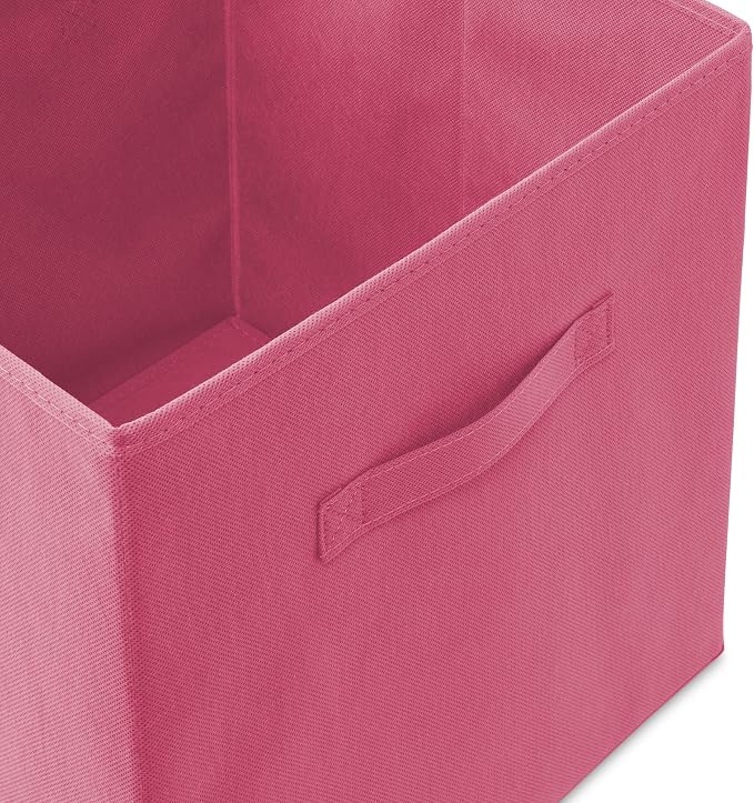 Casafield Set of 6 Collapsible Fabric Cube Storage Bins, Hot Pink - 13" Foldable Cloth Baskets for Shelves, Cubby Organizers & More