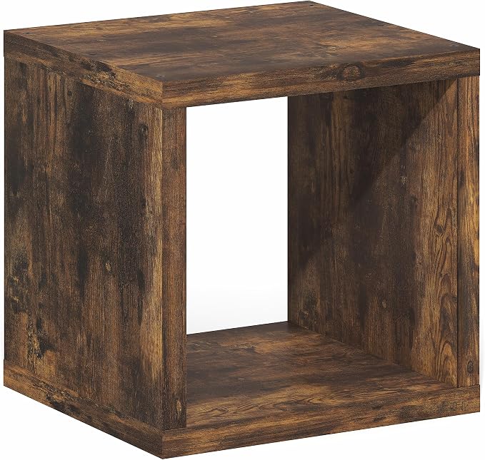 Furinno Cubicle Book Shelf, Stackable Bookshelf, Cube Storage Organizer Bookcase with Open Back, Extra Thick, 15.8" x 15.8" x 14.6", for Living Room, Bedroom, Home Office, Amber Pine