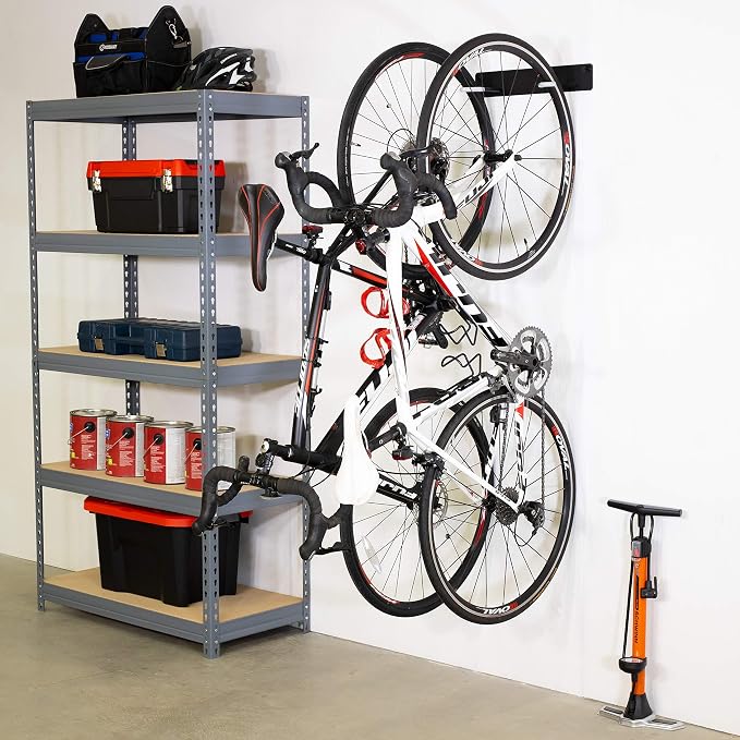 StoreYourBoard BLAT Bike Wall Mount Rack for Garage, Holds Up To 100 lbs | Bike Hooks for Garage, Wall Mount Bike Rack, Rubber Coated Hooks, 50 lb per Hook