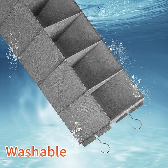Large Hanging Sweater Organizer for Closet,Collapsible 6-Shelf Hanging Closet Shelves with Drawers, Washable (Grey-5 Shelf-1 d)