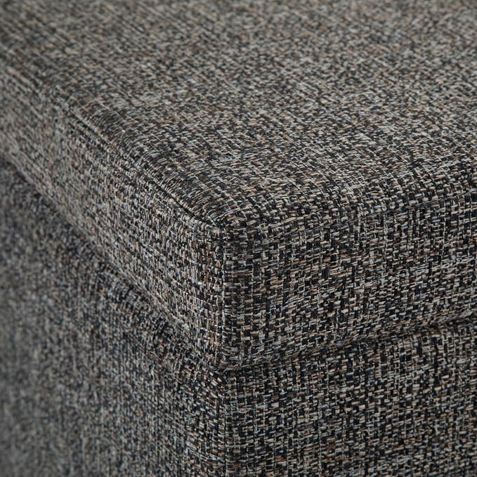 SIMPLIHOME Avalon Storage Ottoman Bench - 48" Wide x 16" High Upholstered Tweed Look Fabric Rectangular Lift-Top Ottoman in Dark Grey, Contemporary Storage Bench for Living Room with High-Density Foam