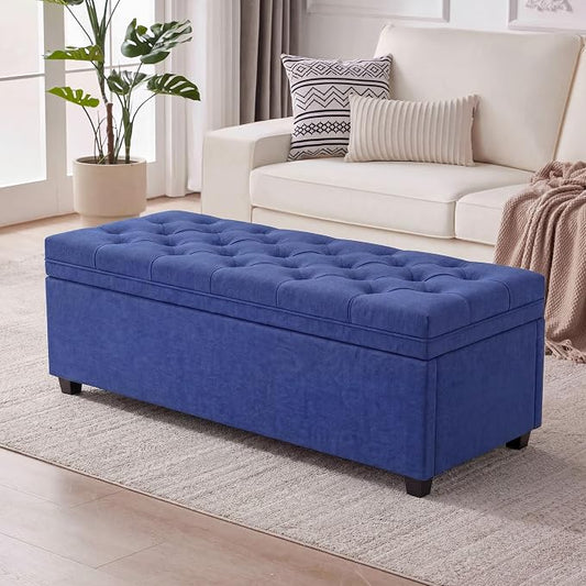Mangodan 50 Inch Large Storage Ottoman, Tufted Ottoman with Storage | End of Bed Ottomans for Living Room, Bedroom, Modern Entryway Benchs