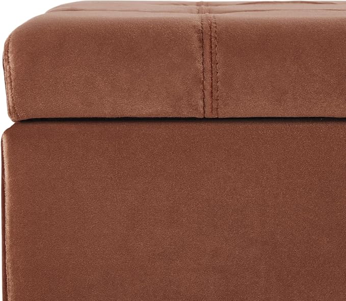 Upholstered Storage Ottoman Bench, End of Bed Bench with Storage Chest, Foldable Foot Rest with Legs for Living Room, Bedroom, Entryway, Dark Gray (Blush)