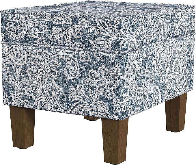 Spatial Order 22" Dinah Collection Storage Ottoman - Blue Denim Jacobean Print