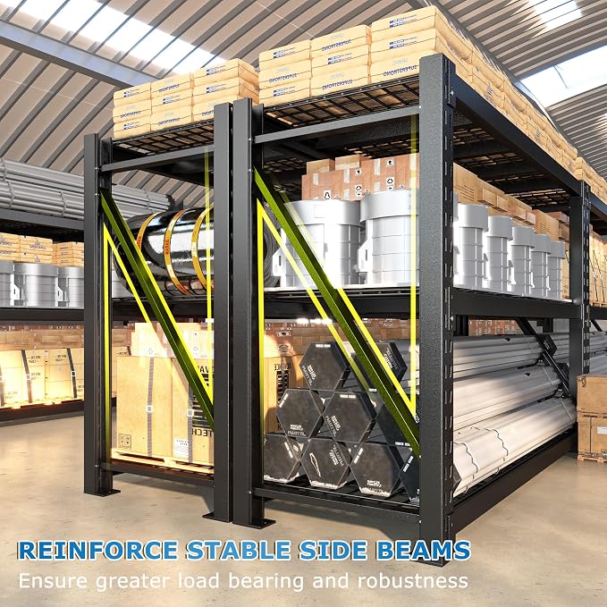Bepatio 8250LBS Industrial Storage Shelves 2-Pack, 66"H x 60"W x 24"D Super Heavy Duty Shelves, 3-Tier Adjustable Rivet Metal Shelving Unit for Warehouse Distribution Center, Commercial Garage Shop