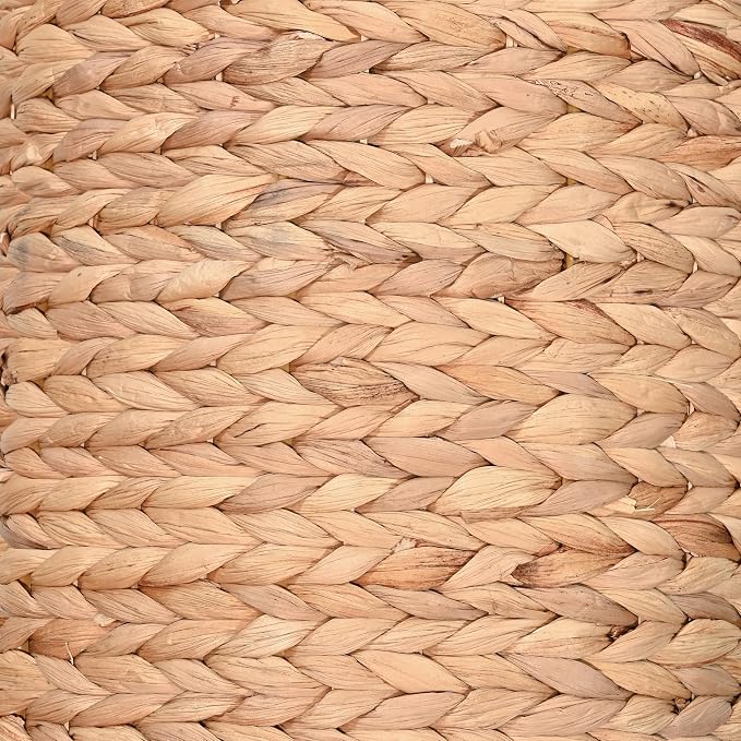 happimess Avery 3-Piece Cylinder Nesting Baskets 13", Natural | Hyacinth, Bohemian Cottage Style, Handwoven Wicker, Iron Metal Frame, Decorative Storage For Toys And Books, Built In Handles