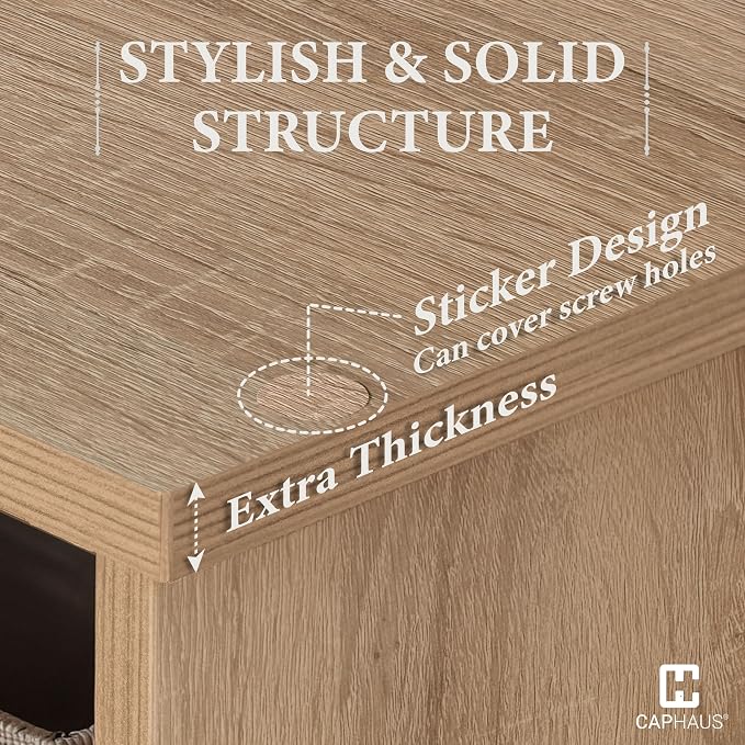 CAPHAUS Sturdy Room 11-Inch Cube Storage Organizer Shelf, with Thick Exterior Edge, Storage Shelf Divider w/Back, Bookcase, 9-Cube, Natural Oak