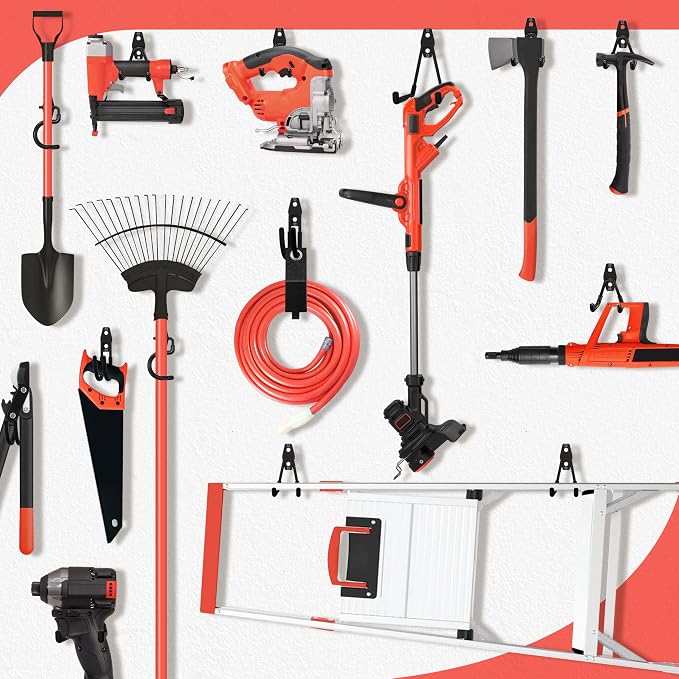 18 Pack Garage Hooks Heavy Duty - Anti-Slip Coating | Garage Storage Hooks for Hanging Bike，Ladder，Garden Tools，Hose