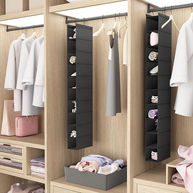 MAX Houser 10 Tier Foldable Hanging Shoe Organizer, Hanging Shoe Storage Shelf, Black