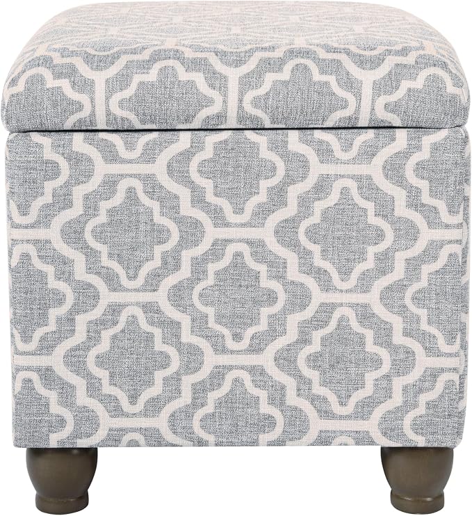 Spatial Order 22" Medium Rectangular Storage Ottoman - Gray Geometric