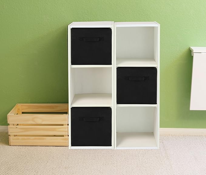 Simple Houseware 11-Inch Foldable Cube Storage Bins, Black, 6-Pack | Lightweight & Durable Structure Fabric Cubes Organizer for Closet or Shelves