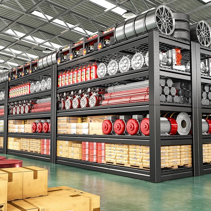 REIBII 60"W Heavy Duty Garage Shelving,3000LBS Storage Shelves For Basement | 5 -Tier Metal Shelving,Adjustable Rack,Reinforced Steal bars,for Industrial Shop Commercial Warehouse,60 W x 24" D x 72" H