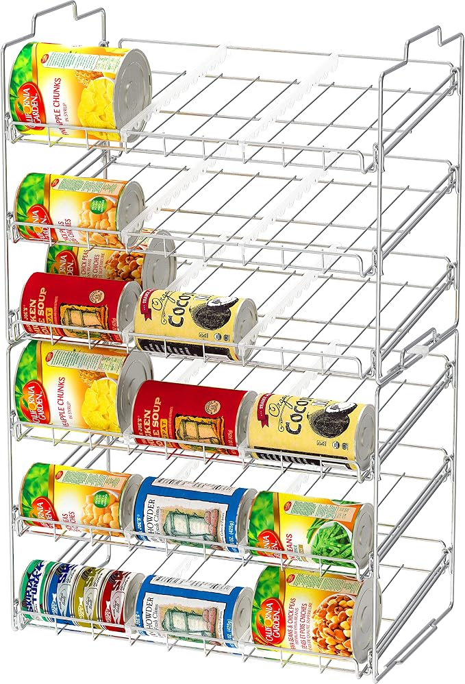 Deco Brothers Stackable Can Rack Organizer Holds Up to 36 Cans, Chrome | for Kitchen and Pantry
