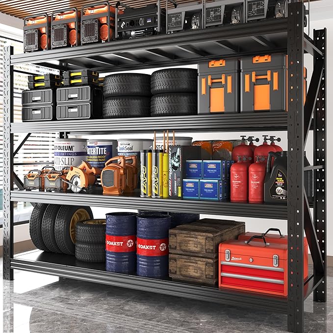 Garage Shelves Heavy Duty 67" W Metal Garage Shelving Unit | High Load Capacity Industrial Storage Shelves for Garage Warehouse Basement
