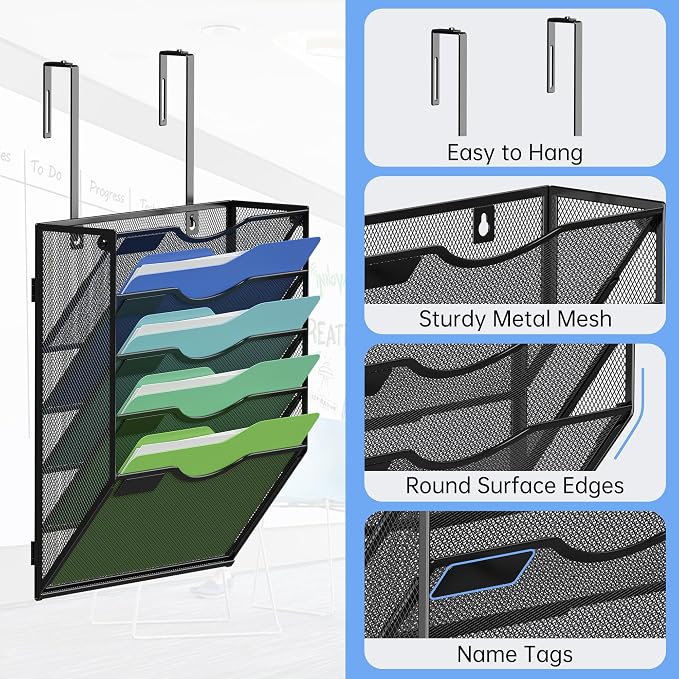 Kuntine.B Wall File Organizer Office Hanging Magazine Holder Wall File Organizer for Office Home