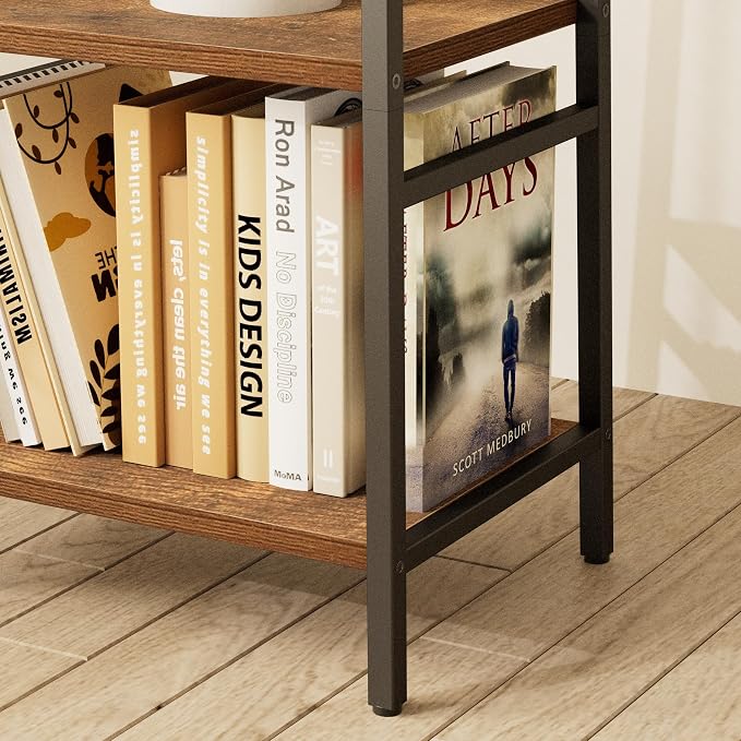Coat Rack with Metal Basket and Storage Shelves | Coat Stand Freestanding, Hall Tree With and 7 Hooks, Clothes Rack Stand Organizer, Rustic Brown and Black