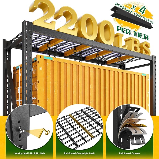 Bepatio 77" W Garage Shelving Storage Shelves, 3 Tier Metal Shelving Unit Heavy Duty for Storage, Adjustable Black Shelves for Commercial, Industrials, Garage, Basement, 6600lbs,77.2" W*23.7" D*66.2”H