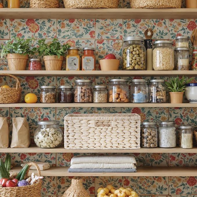 GRANNY SAYS Wicker Storage Basket for Shelves, Waterproof Wicker Basket for Organizing, Woven Basket for Shelves, Decorative Basket for Entryway, Butter Milk