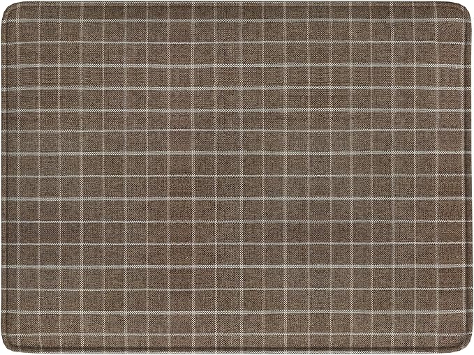 Spatial Order 24" Dinah Collection Storage Ottoman - Brown Windowpane Fabric