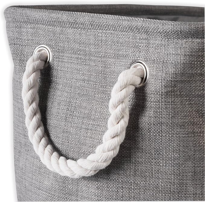 DII, Collapsible Variegated Polyester Storage Bin with Cotton Handles Medium Gray